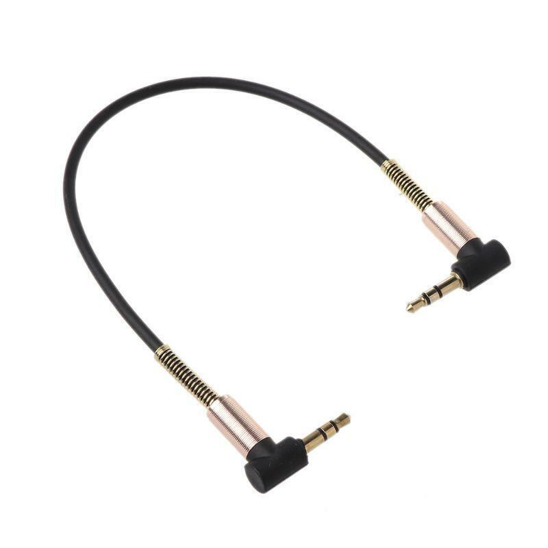 24cm Dual 90 Degree Nylon 3.5 mm to 3.5mm Male Jack Audio Cable Car Aux Cord