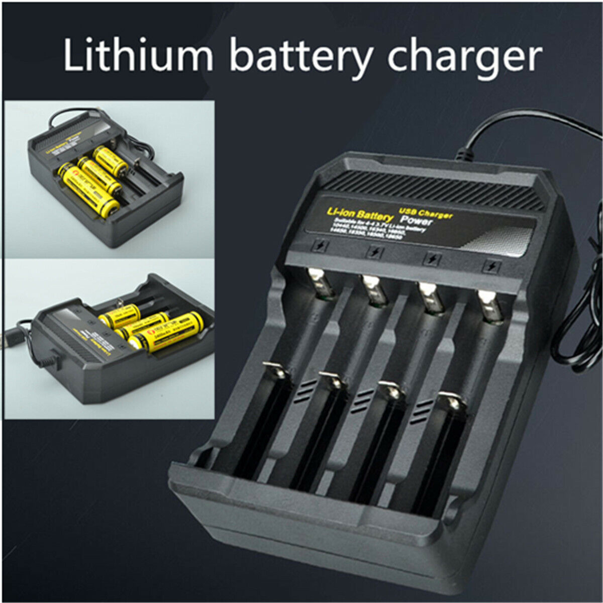 USB 4 Slots 4.2V Universal Rechargeable 18650 Li-ion Battery Smart Charger