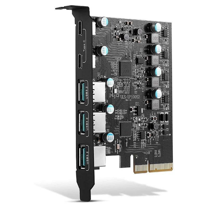 Multi-Port PCIe to USB 3.2 Gen 2 Expansion Card 20Gbps 3x USB Type-A 2xUSB-C