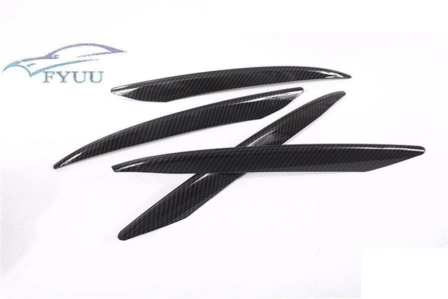 4PCS Carbon Fiber Style Front Fog Light Lamp Cover Trim Slat For Benz W213 16-20