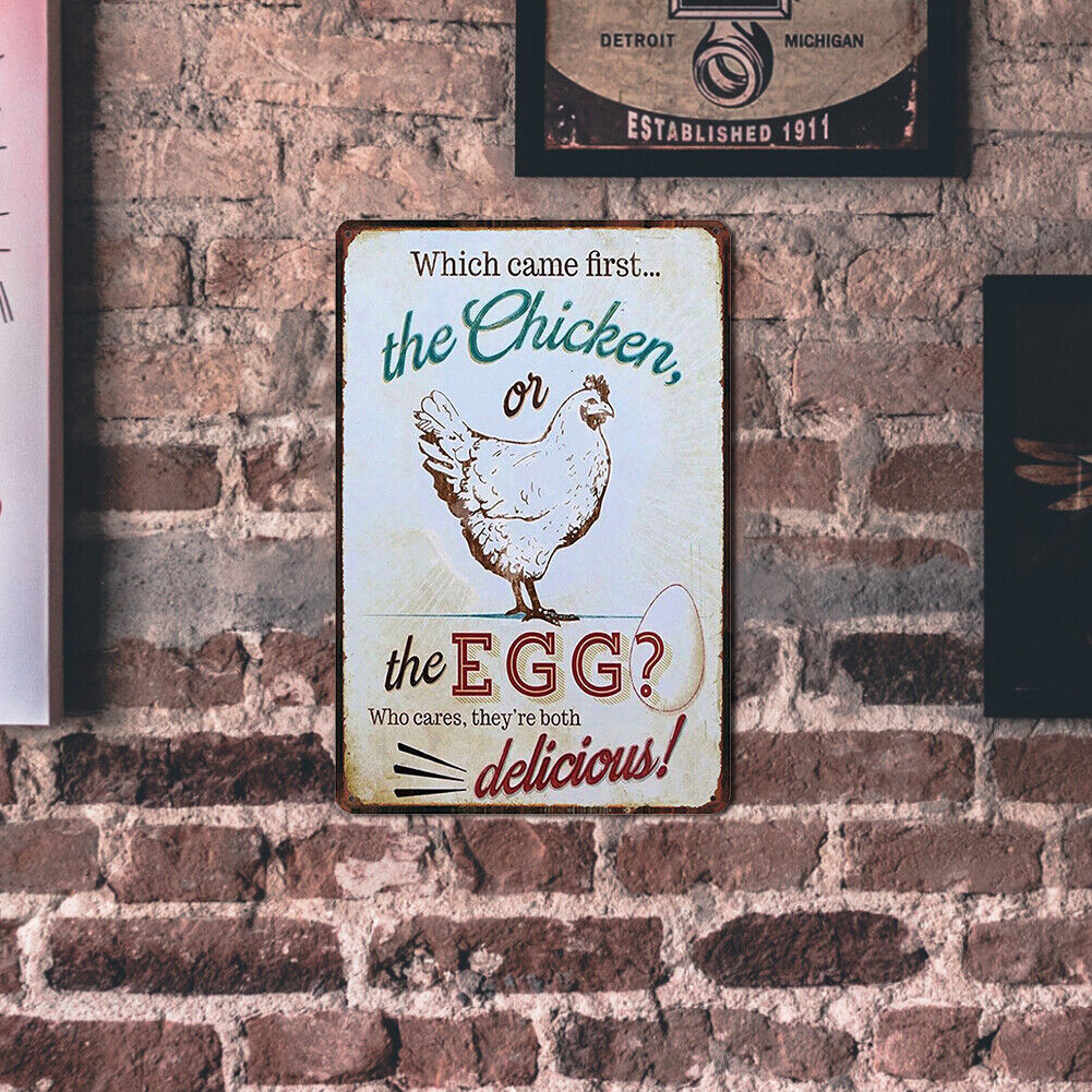 Chicken Eggs Letter Metal Plate Painting for Bar Pub Tin Plaques Wall Sign