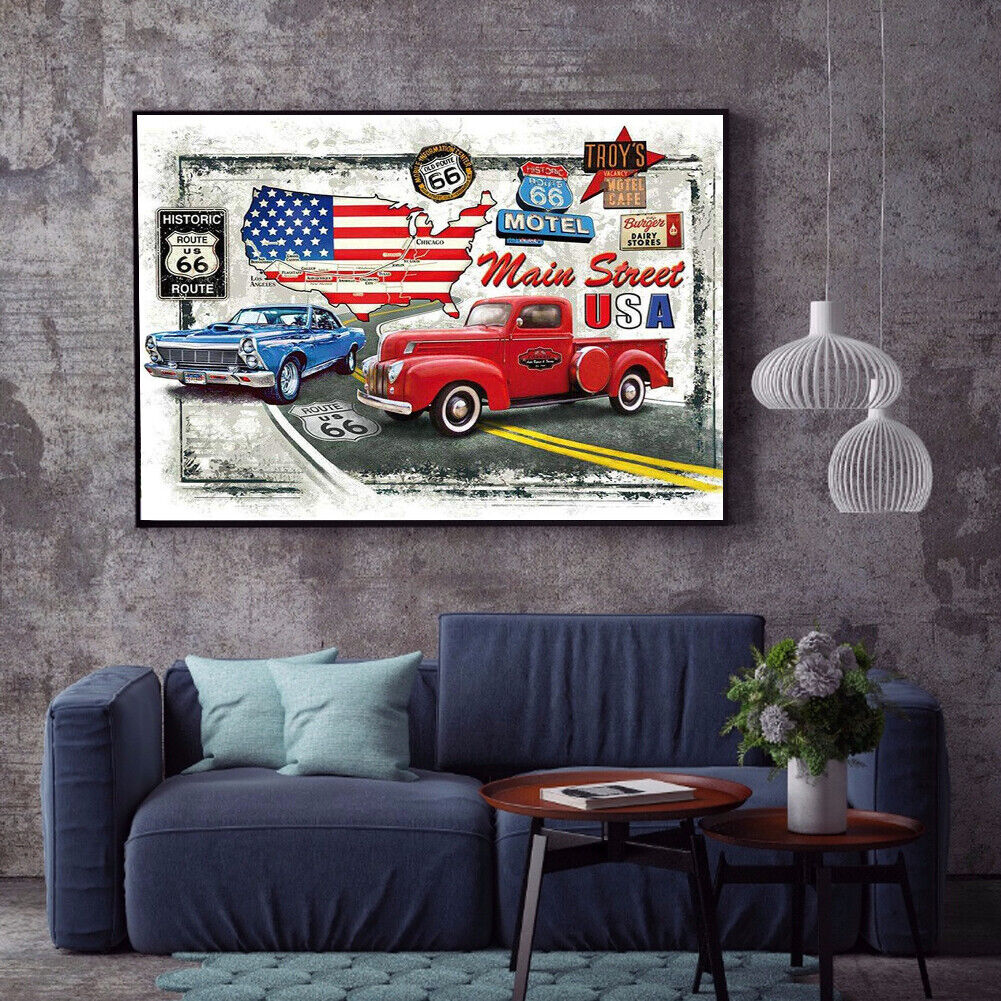 Diamond Painting Kit The Mystery of Highway 66 Full Round Drill Handicrafts
