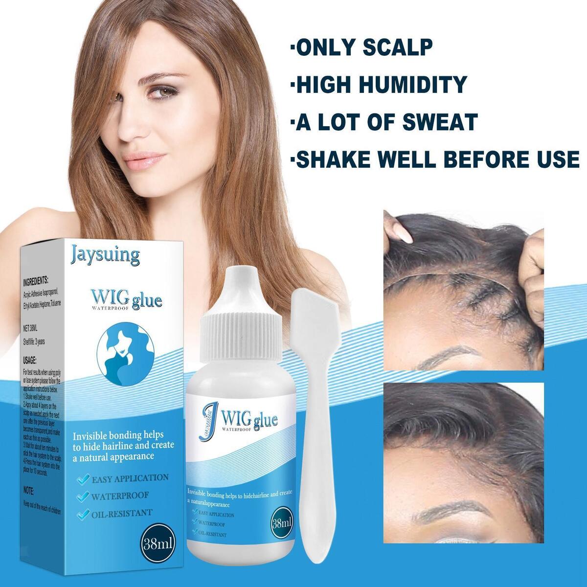 Lace Wig Glue Invisible Bonding Glue for Lace Hairpiece Oily Scalps 38ml