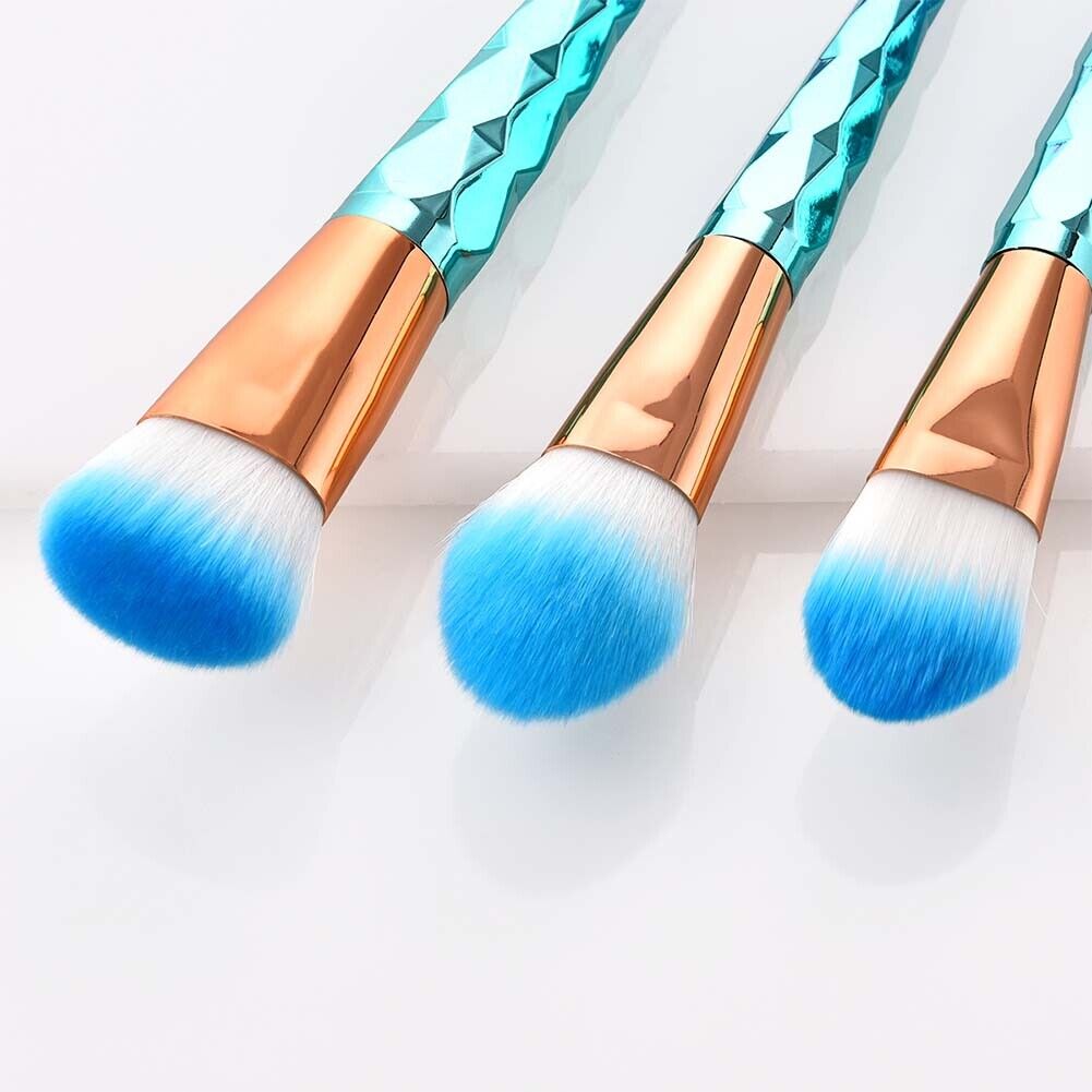 7pcs Mermaid Diamond Makeup Brushes Set Kit Foundation Cosmetic Tool(Green)