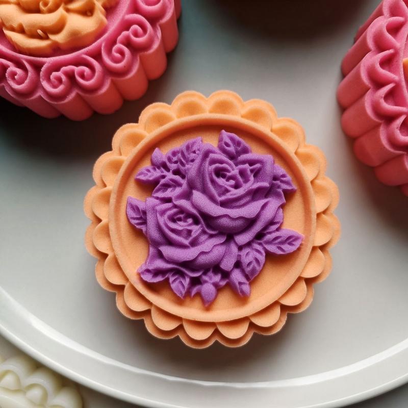 Flower Shaped Plastic Mooncake Molds Mooncake Stamps DIY Baking Accessories