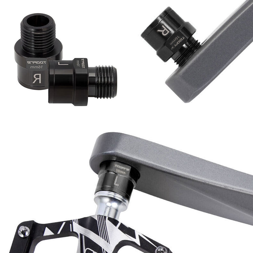 TOOPRE 1 pair 16mm MTB Road Bike Pedal Extender Cycling Accessories (Black)