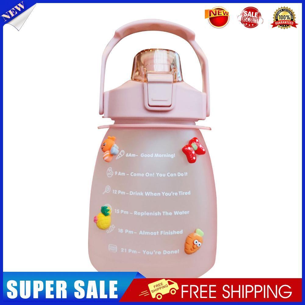 Water Bottle - Cute Belly Bottles Water Jug with Time Marker 1.3L (Pink)