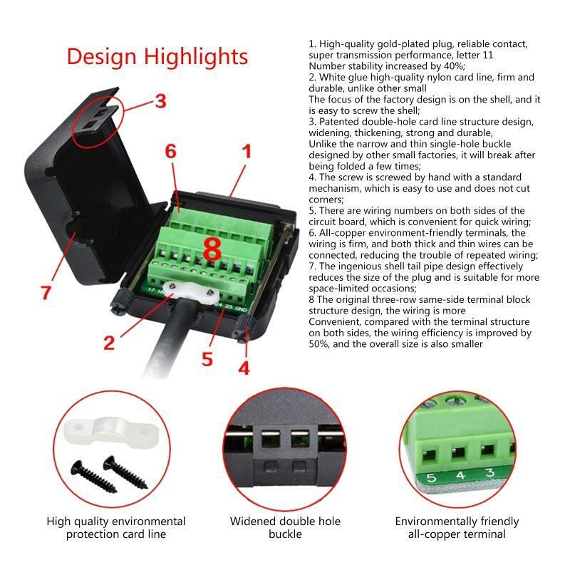 Female 25Pin Plug Breakout PCB Board 2 Row Terminals Connector Free Welding Head