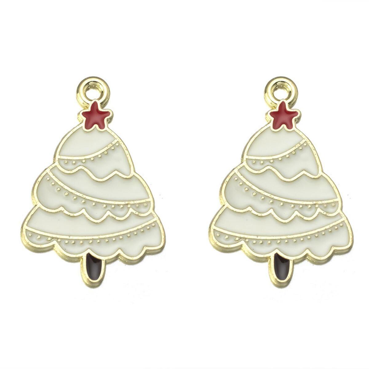 20x Cartoon Charms Christmas Theme Enamel Pendants Necklace Jewelry Making