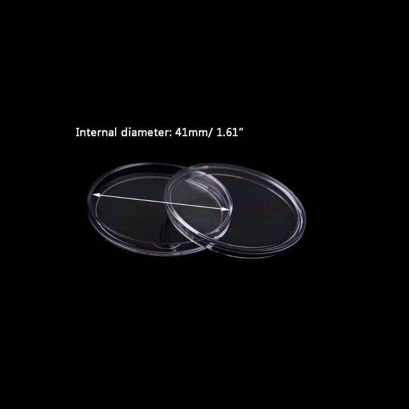 60 Pcs Clear Round 41mm Direct Fit Coin Capsules Holder Display Collection Case