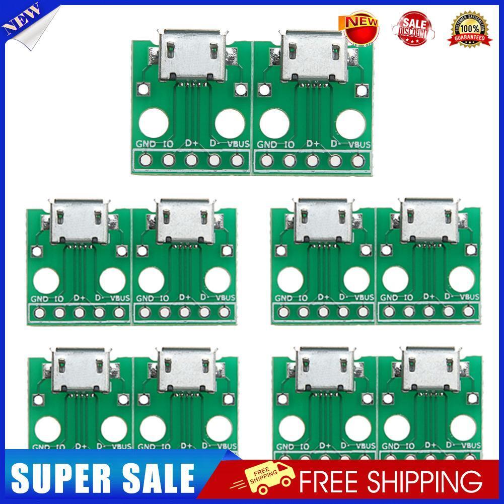 10pcs MICRO USB to DIP Adapter 5pin female connector B type pcb converter