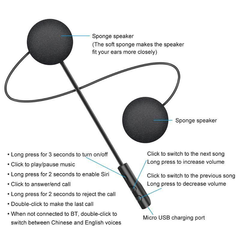 Music Wireless Soundtrack Bluetooth-compatible 5.0 Suitable for Most Helmets