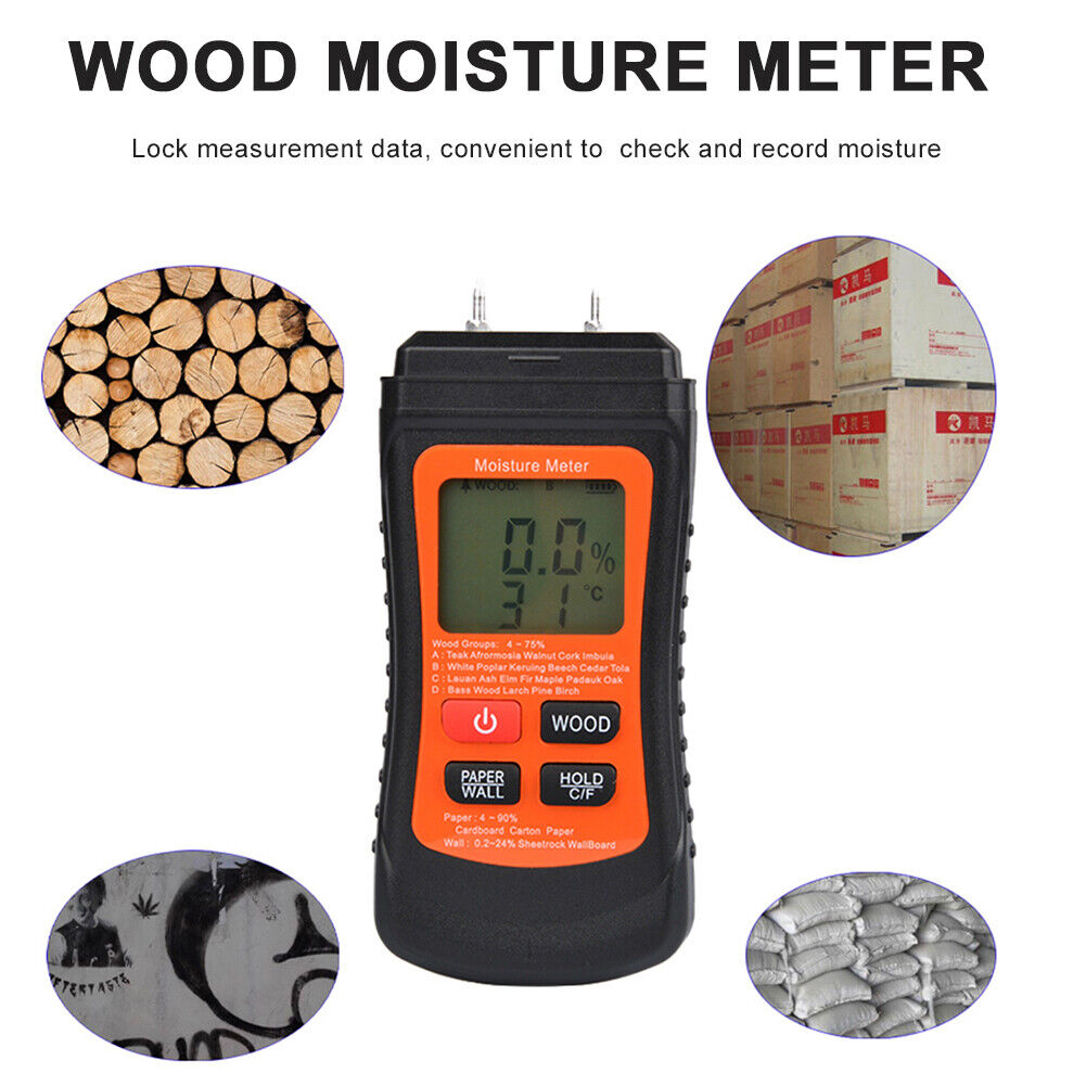 3 Modes Two Pins Timber Damp Moisture Meter Wood Humidity Tester Detector