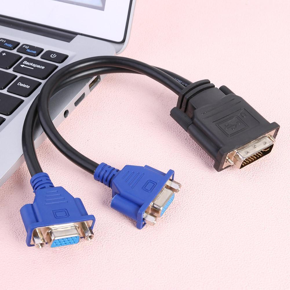 DVI-I 24+5 Pins Male to Dual VGA Female Monitor Adapter Y-Splitter Cable