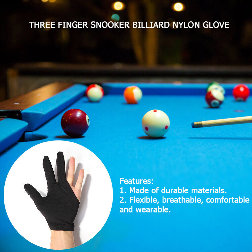 3-Finger Open Lycra Snooker Billiard Gloves Left/Right Universal (Black)