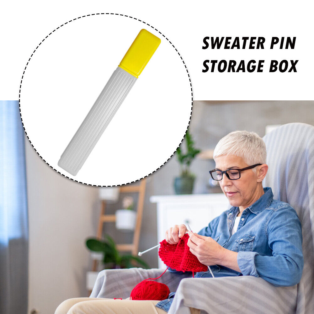 Knitting Needle Storage Organizer Hand Sewing Needle Storage Tube (Yellow)