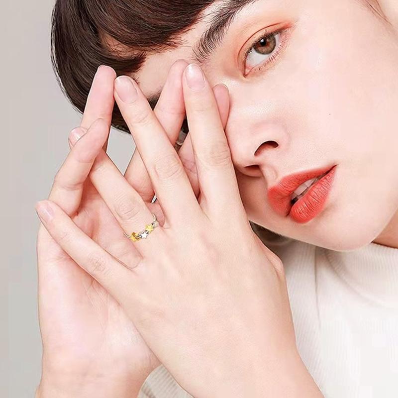 Women Ring Rotating Five-pointed Star Rings Sliding Decoration Relieves Ring