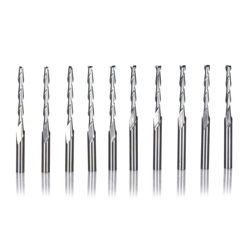 10x Spiral Router Bits 3.175x2x22mm 2 Flutes Ball Nose Engraving Milling Cutter