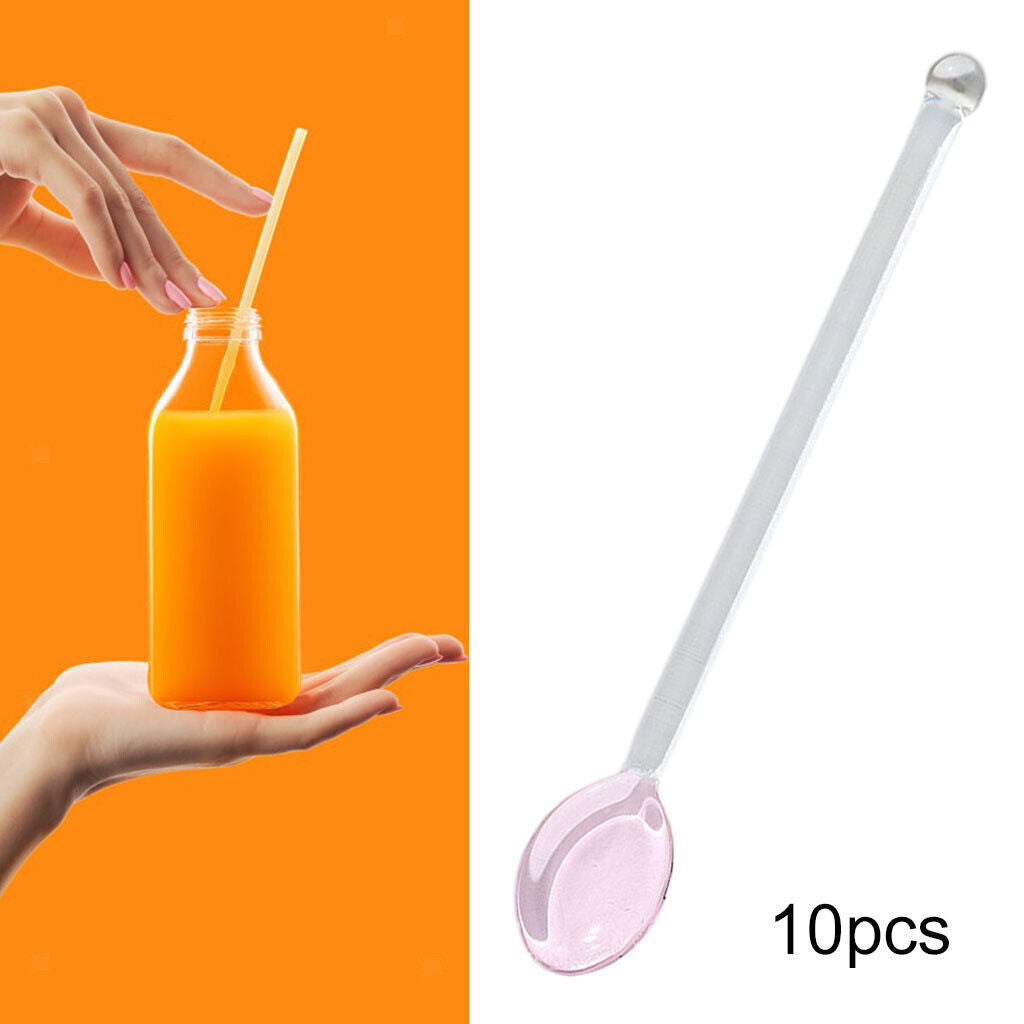 10x Glass Teaspoons Dishwasher Safe Stirring Spoon for Stirring Coffee Bar Pink