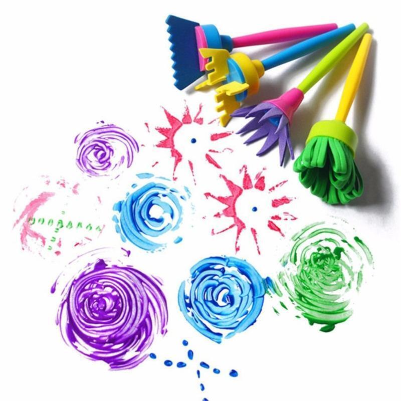 4Pcs/Pack Flower-shaped Sponge Brush Set Ideal for Watercolor Acrylic Painting