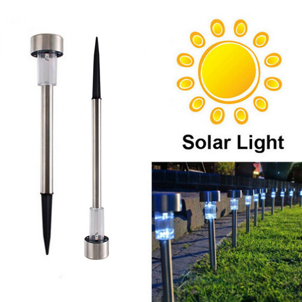 10x LED Solar Lawn Lamp Garden Pathway Yard Bollard Light (White Light)