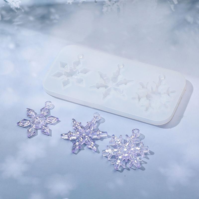 3x DIY Crystal Epoxy Mold Irregular Winter Snowflake Pendant Decor Silicone Mold