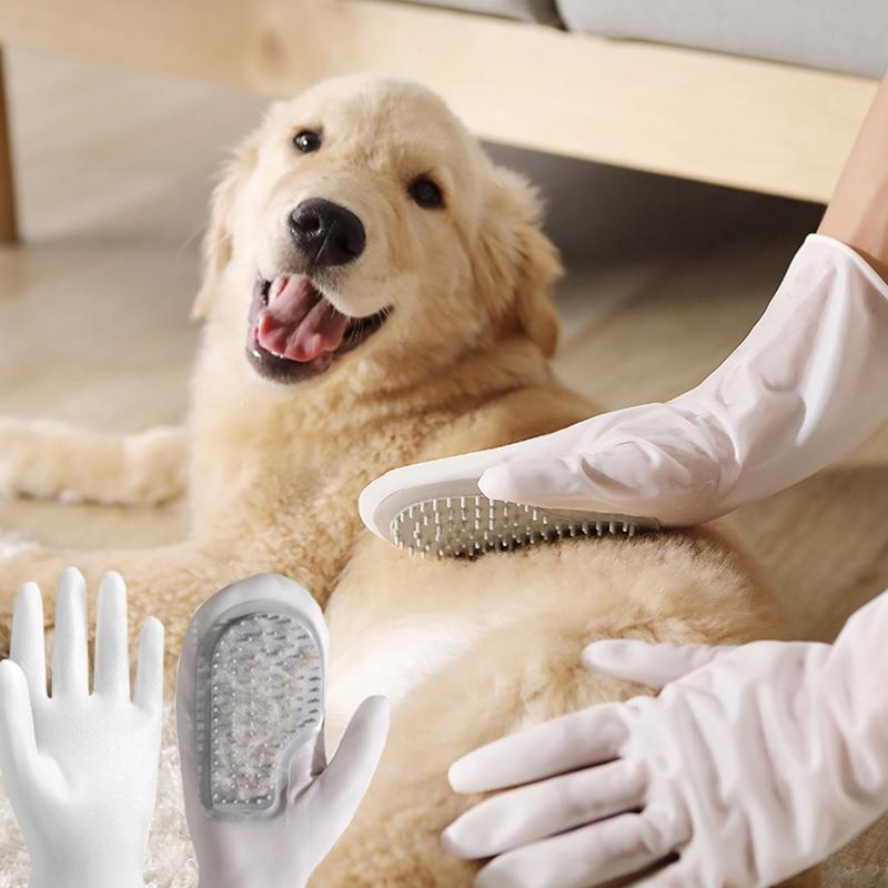Dog Horse Cat Shedding Glove Bathing Massage Brush Clean Comb for Animals