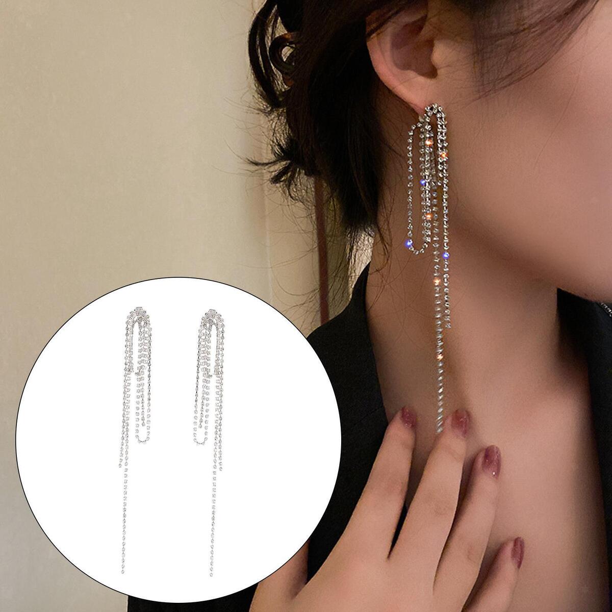 Women Long Tassel Earrings Ear Rings Drop Earring for Girls Bridal Party