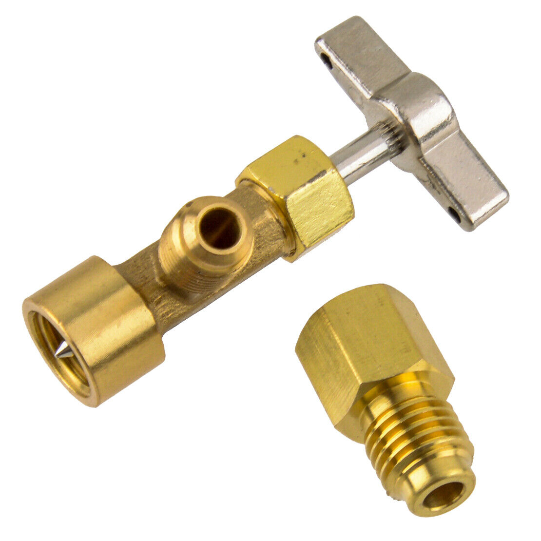 2Pcs Can Tap Valve R134a Refrigerant Dispenser AC Tank Adapter 1/4" SAE for Hose