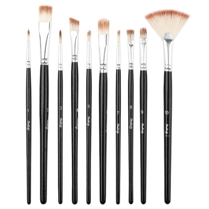 10 Sizes Acrylic Painting Brushes Kit Artist Paintbrushes for DIY Crafts Painter