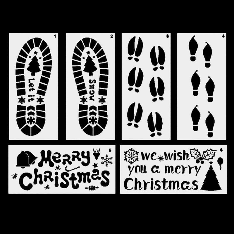 6PCS/ Pack Classic Christmas Painting Stencil Kit Christmas Decoration Supplies