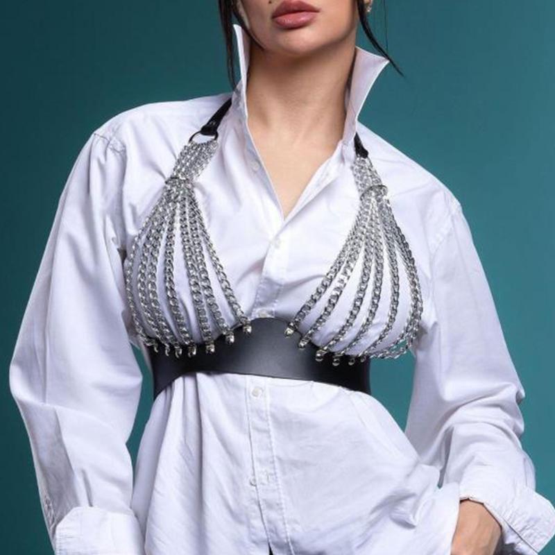 Multilayered Chest Chain Tassel Body Chain Bra Caged Harness Body Jewelry