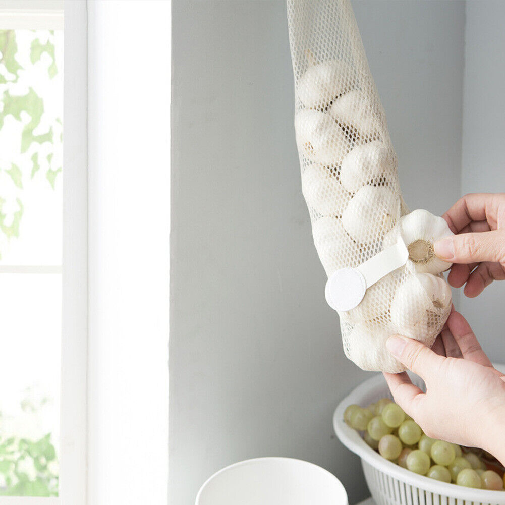 Net Fruit Vegetable Garlic Onion Hanging Storage Bags Reusable Organizers
