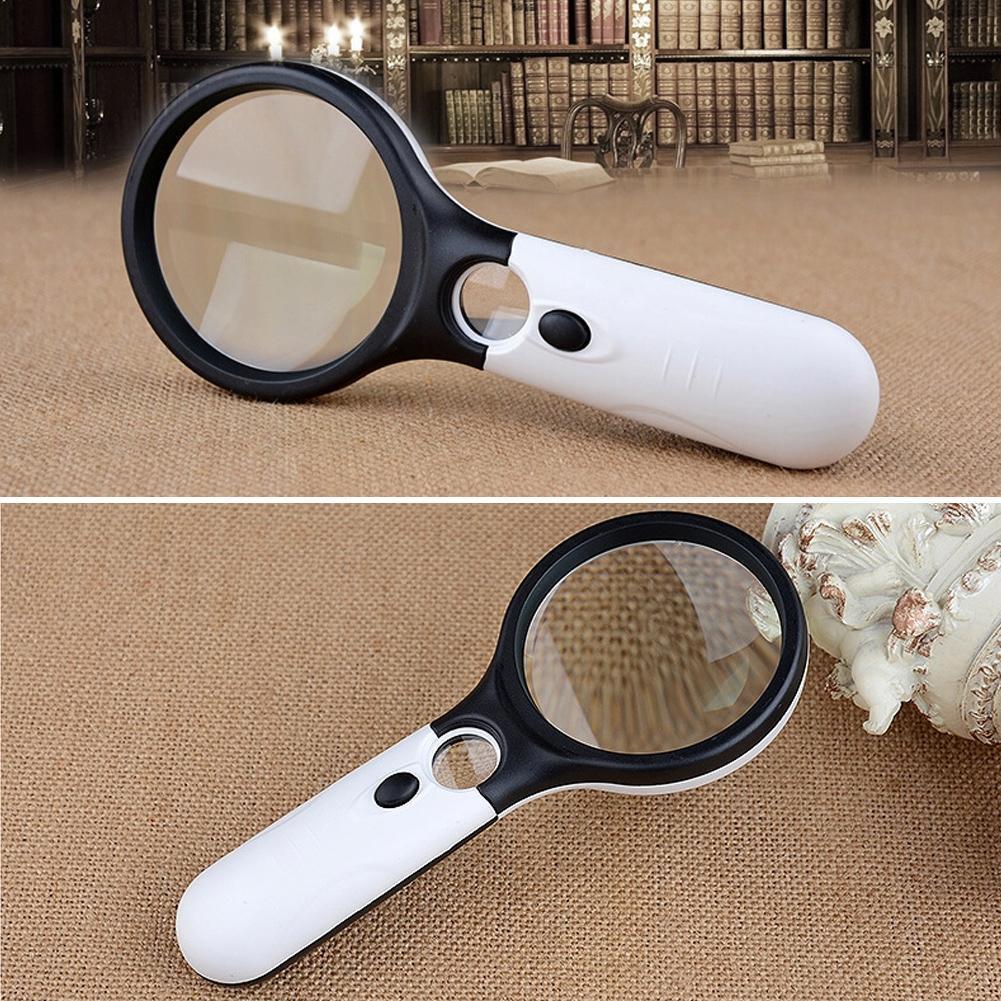 3 LED Light 45X Handheld Reading Magnifying Glass Lens Jewelry Watch Loupe