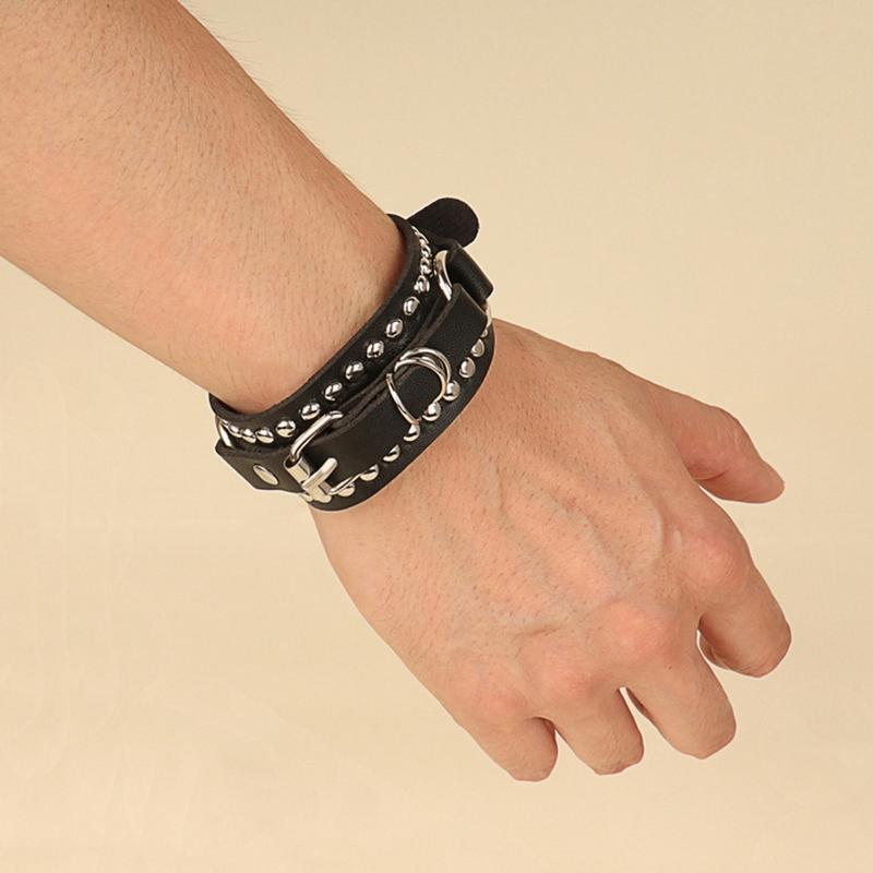 Punk Spike Bracelet-Leather Cuff Biker Bracelet with Spike Studded for Women Men