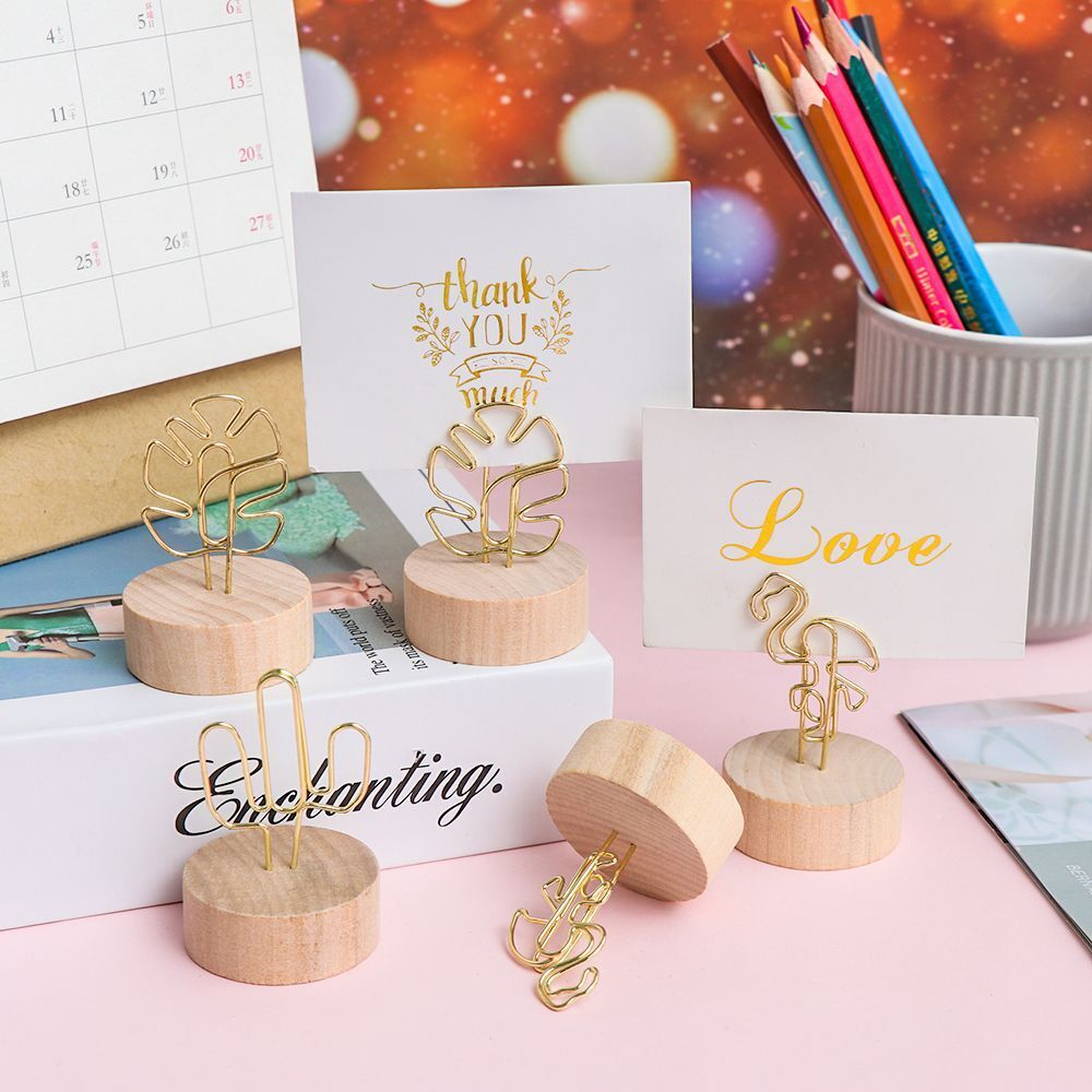 Table Numbers Holder Wooden Picture Frame Place Card Photos Clips Clamps Stand