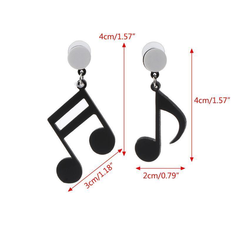 Black Musical Note Women Girls Asymmetric Acrylic Drop Earrings Fashion Jewelry