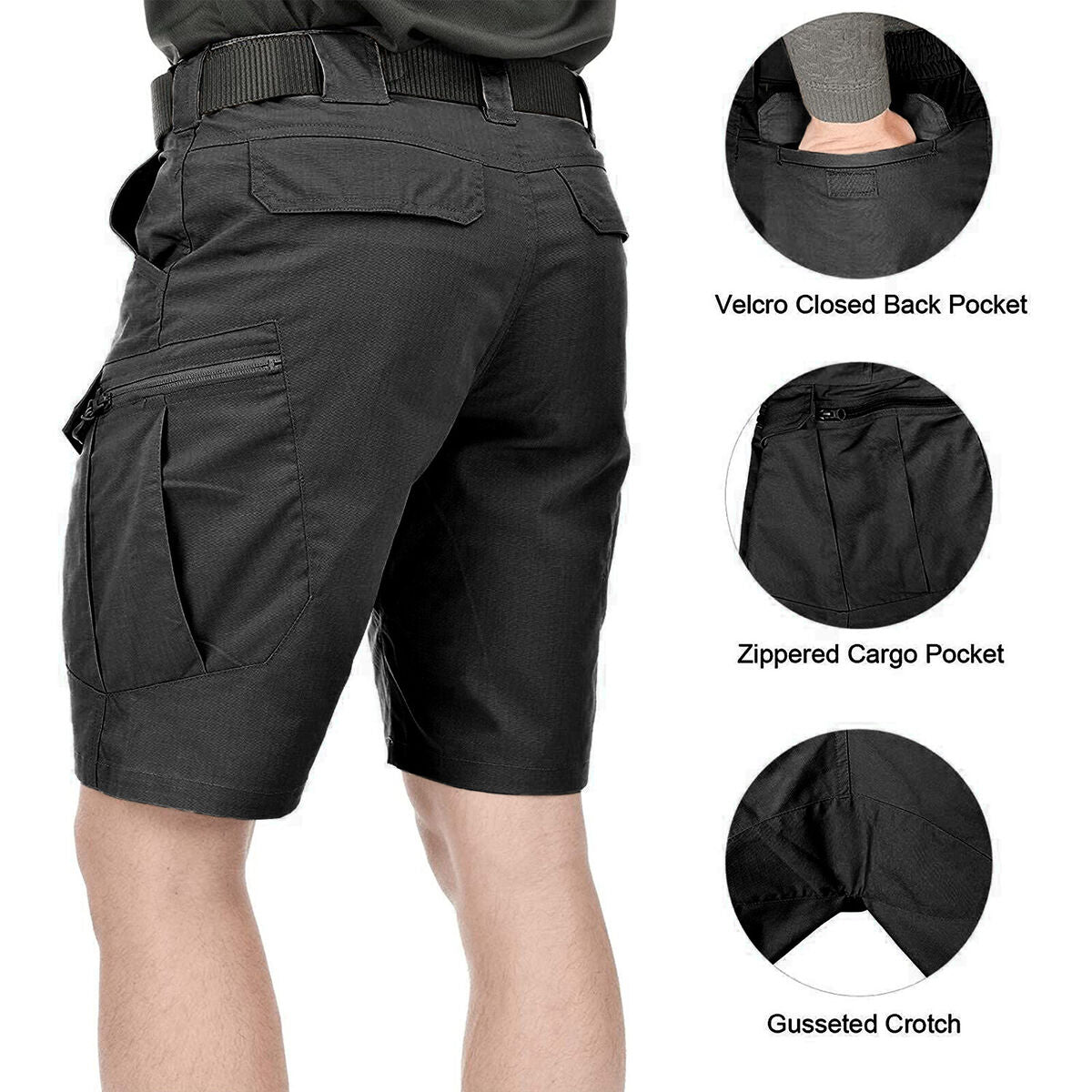 Men Cargo Shorts - Quick Dry Multi-Pocket Waterproof Fishing Shorts (L)