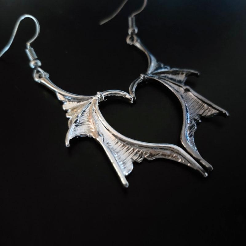 Matching Love Heart Earrings Dragon Wing Earrings Cool Gothic Earrings for Women