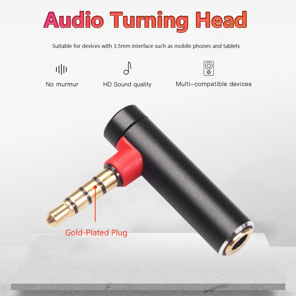 90Degree L-shape 3.5mm Male To Female Audio Converter Earphone Jack (Black)