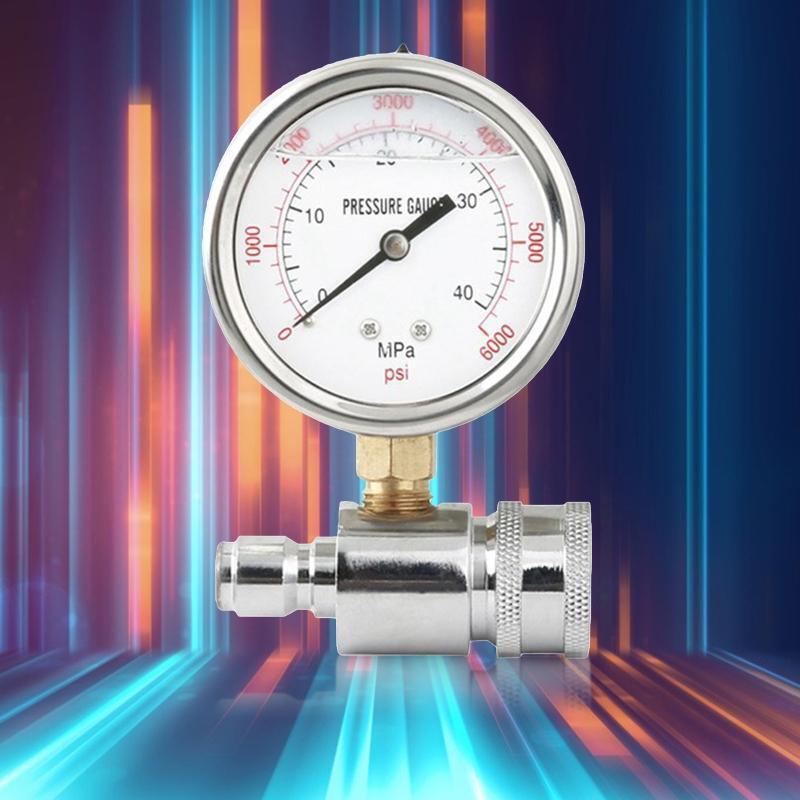 Upgraded Pressure Washer Pressure Gauge Kit 3/8 Inch Quick Connect 0-6000 PSI