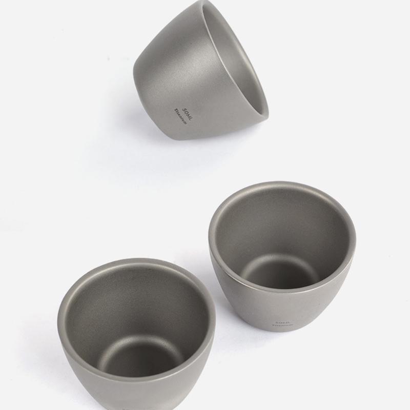 Outdoor Camping 50ml Titanium Wine Water Tea Cup Double-Wall Sake Whiskey Mug
