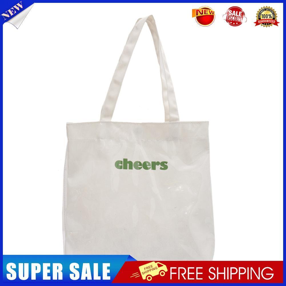 Fashion Women Canvas PVC Patchwork Print Shoulder Bag Large Handbag (White)