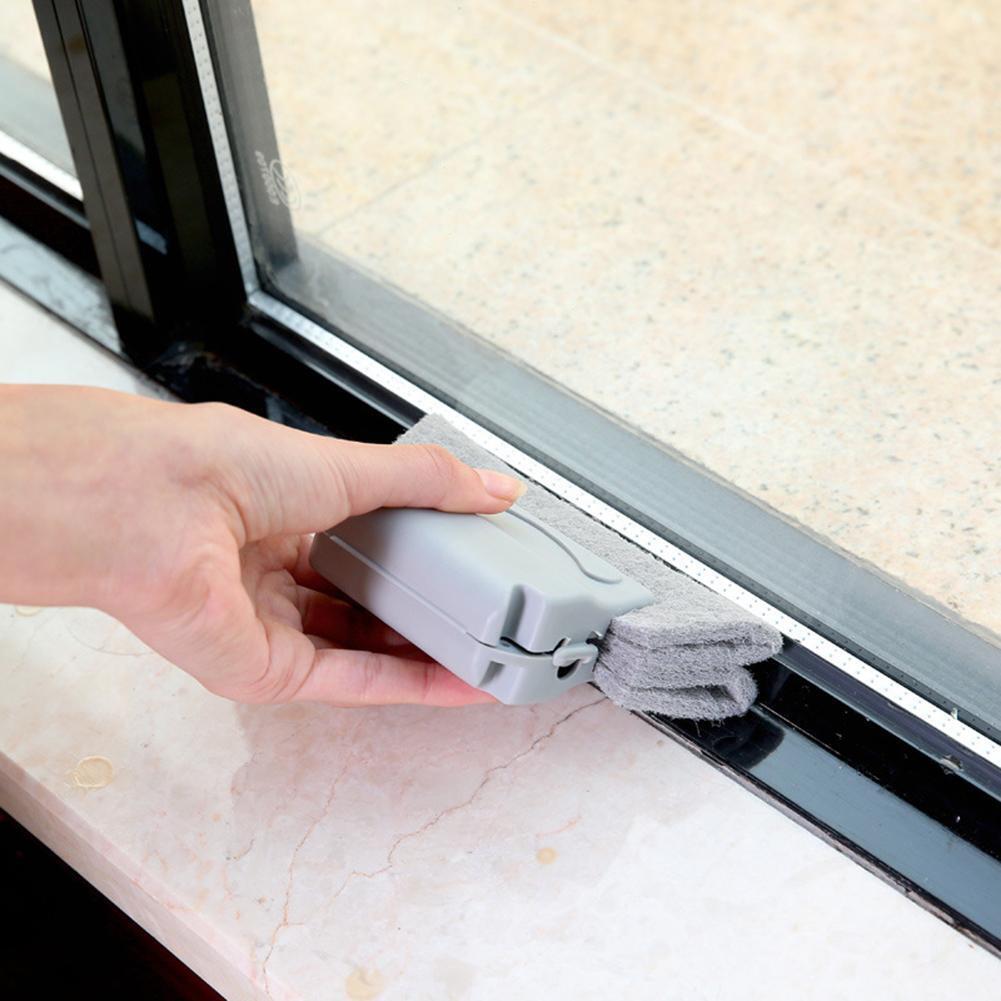 Window Groove Cleaning Brush Cleaning Tool Mini Sill Sweeping Brush (Grey)