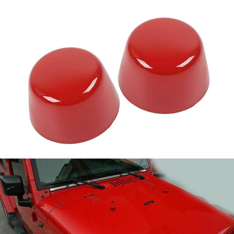2pcs Red Engine Hood Head Cover Bezel Trim Fit For Jeep Wrangler JK 2007-2017
