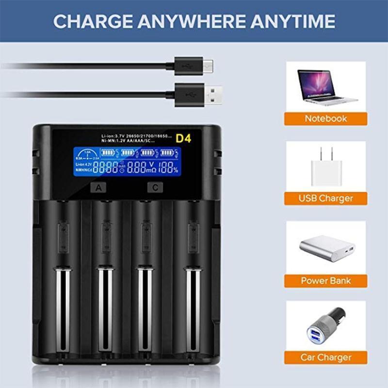 Smart Universal Charger LCD Display for Rechargeable Batteries18650/20700/21700