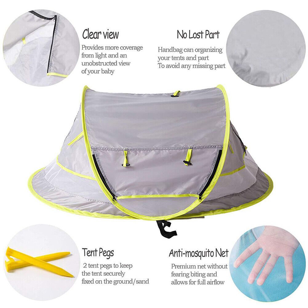 Folding Kids/Baby Beach Tent Mini Breathable Zippers Mosquito Net Playhouse