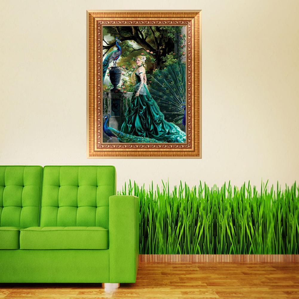 5D DIY Cross Stitch Painting Diamond Peacock Beauty Home Wall Decor