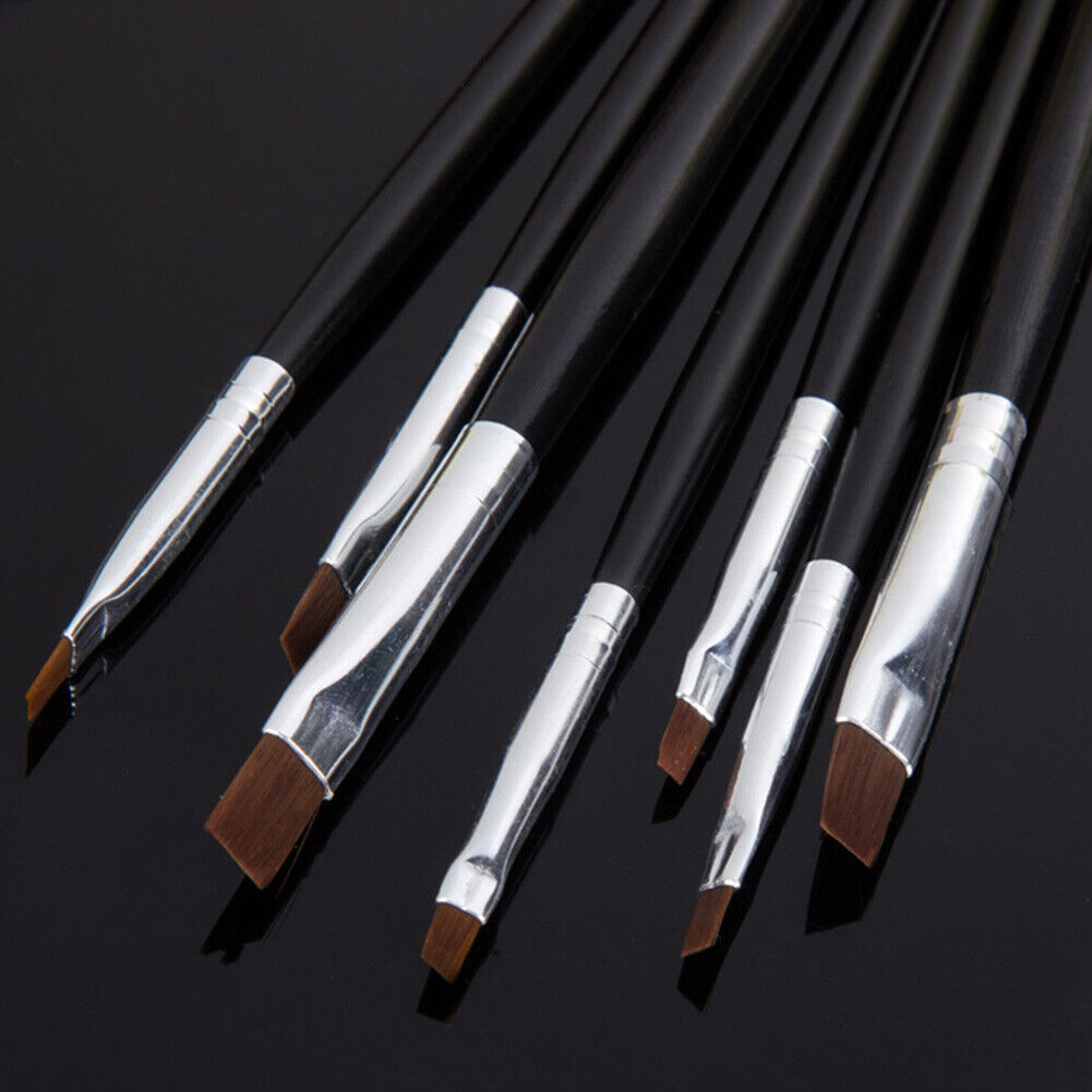 NEW 14 x UV Gel Acrylic Nail Art Flat Brush Painting Tool Set Manicure