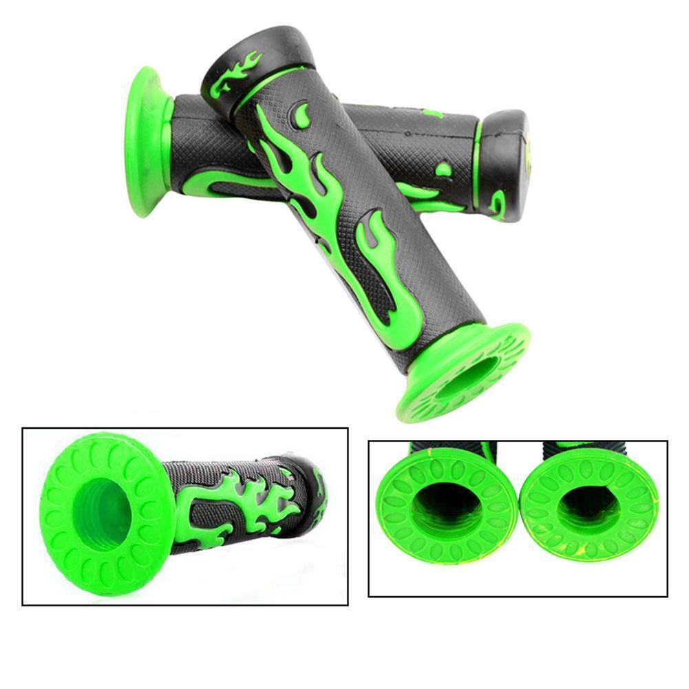 2pcs Green Flame Soft TPR Universal Motorcycle Bicycle Handlebar Hand Grips